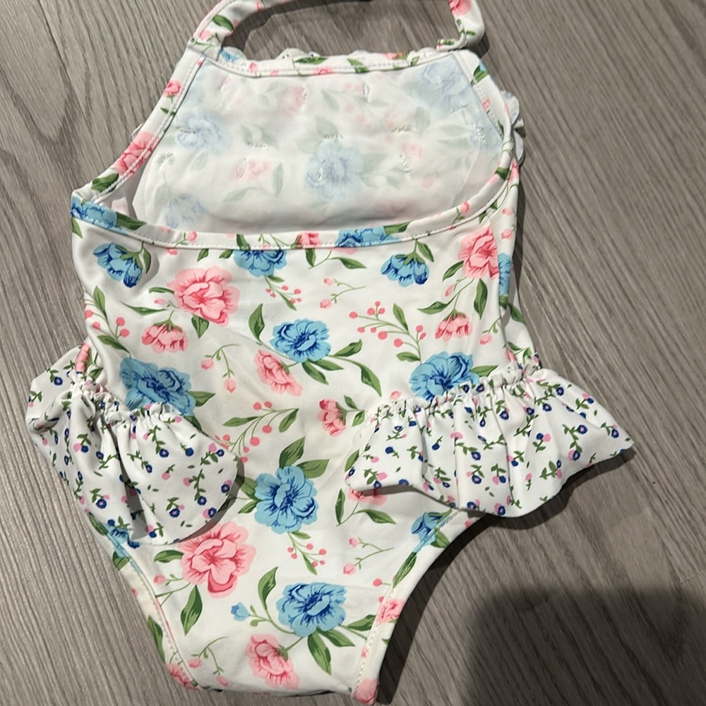 Mudpie‎ baby 3-6 month one piece floral halter bathing suit - Picture 4 of 5